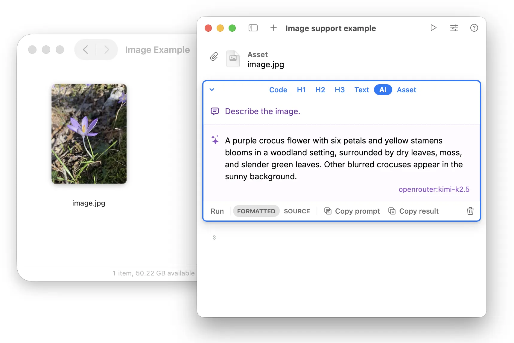 AI describing an image