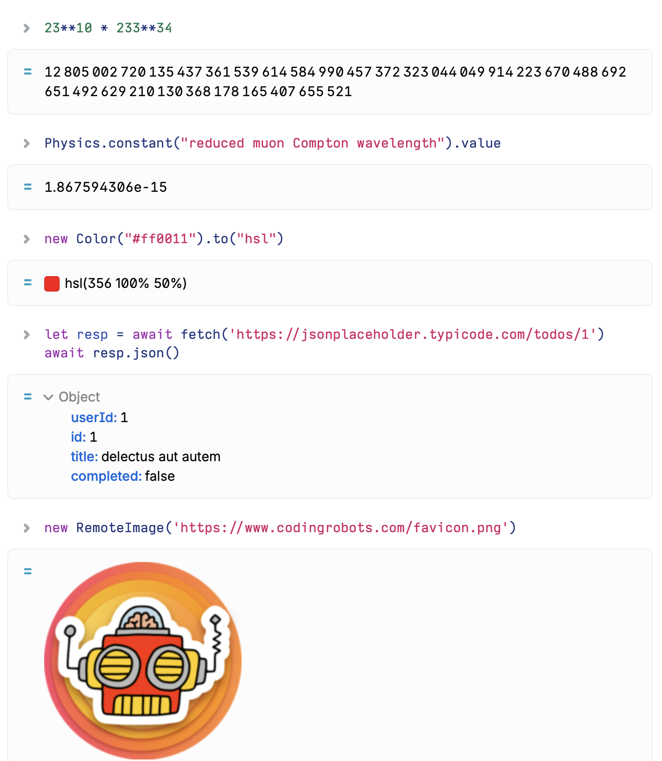 Calcish code example